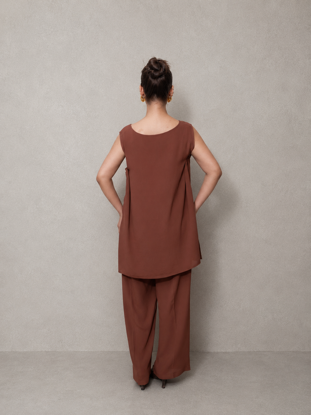 Chocolate Brown Georgette Co-Ord Set