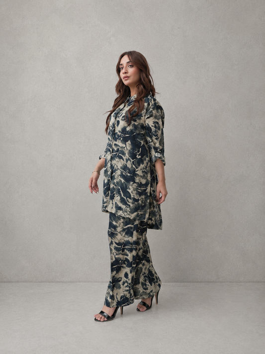 Abstract Printed Georgette Co-Ord Set