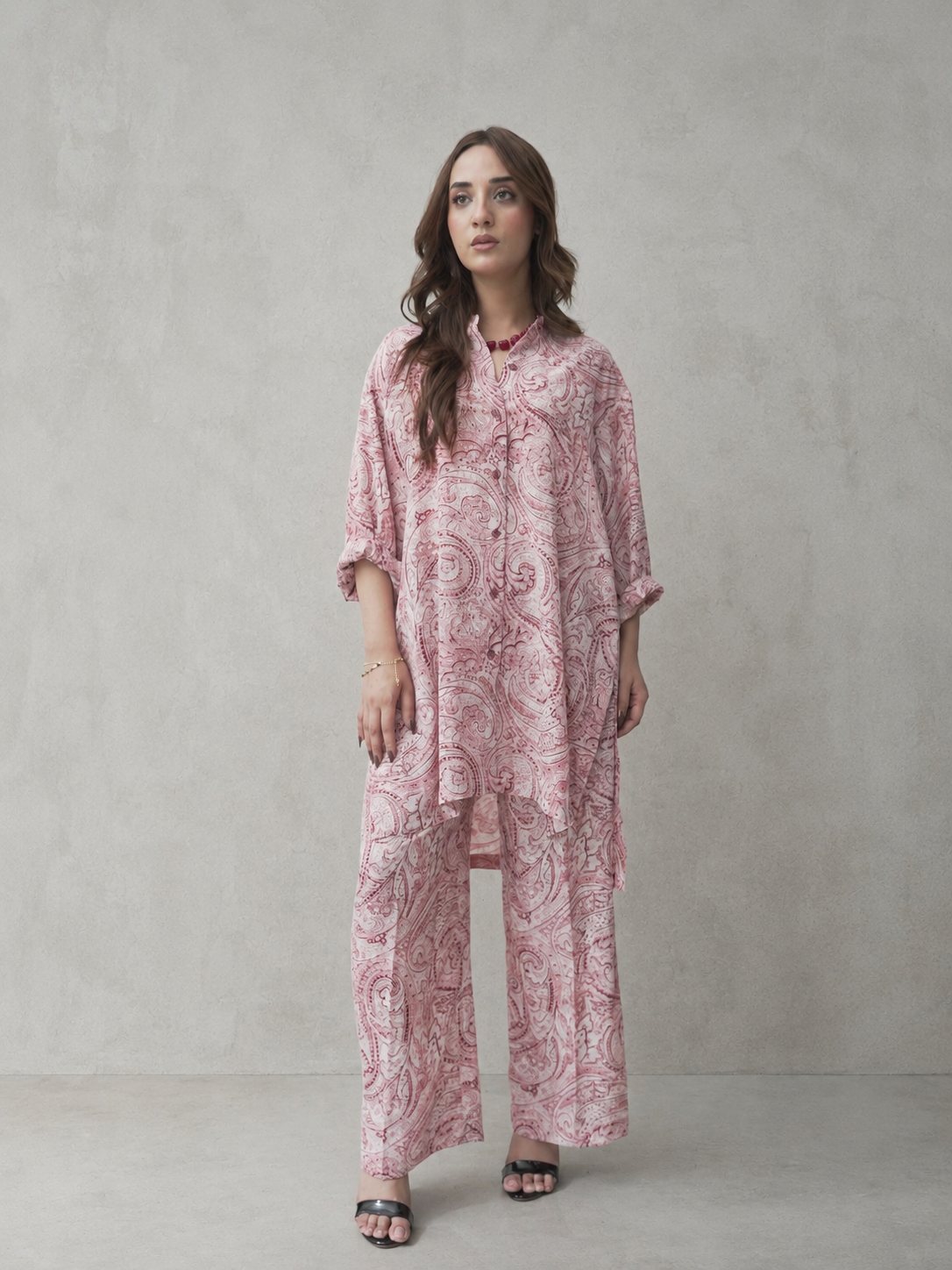 Blush Paisley Printed Georgette Co-Ord Set