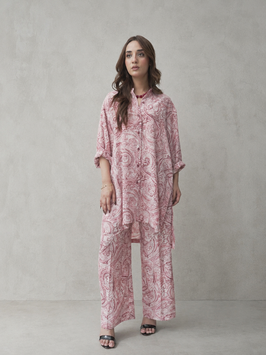 Blush Paisley Printed Georgette Co-Ord Set