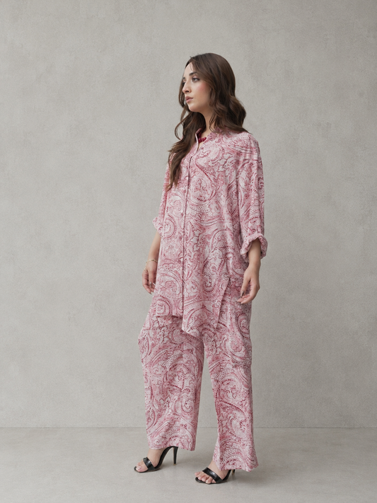 Blush Paisley Printed Georgette Co-Ord Set