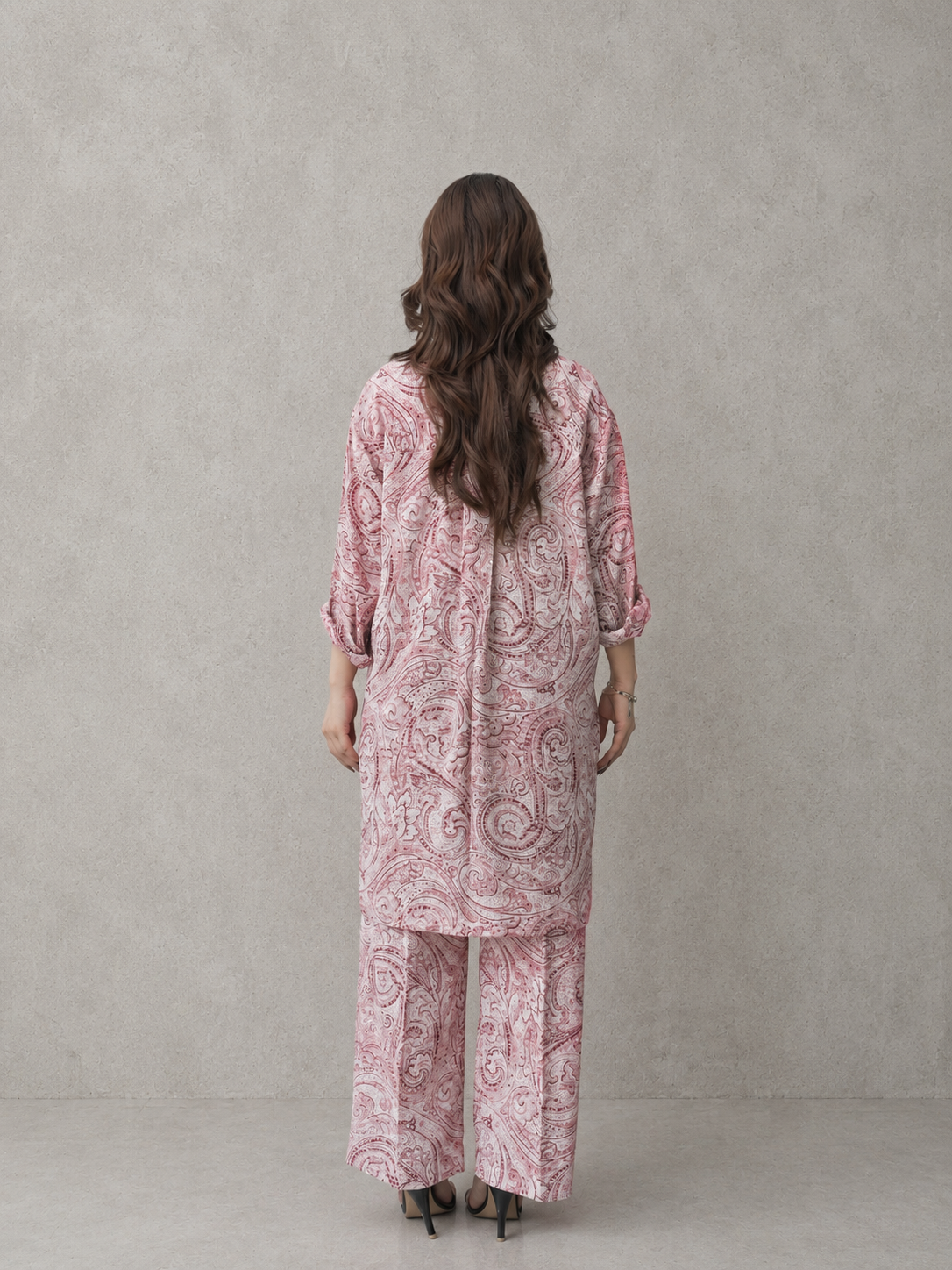 Blush Paisley Printed Georgette Co-Ord Set