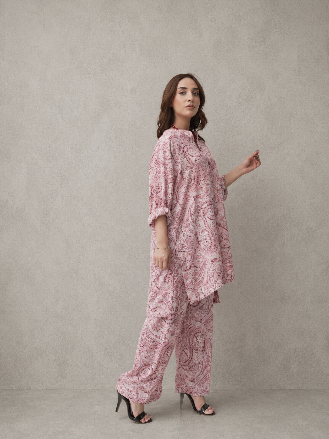 Blush Paisley Printed Georgette Co-Ord Set