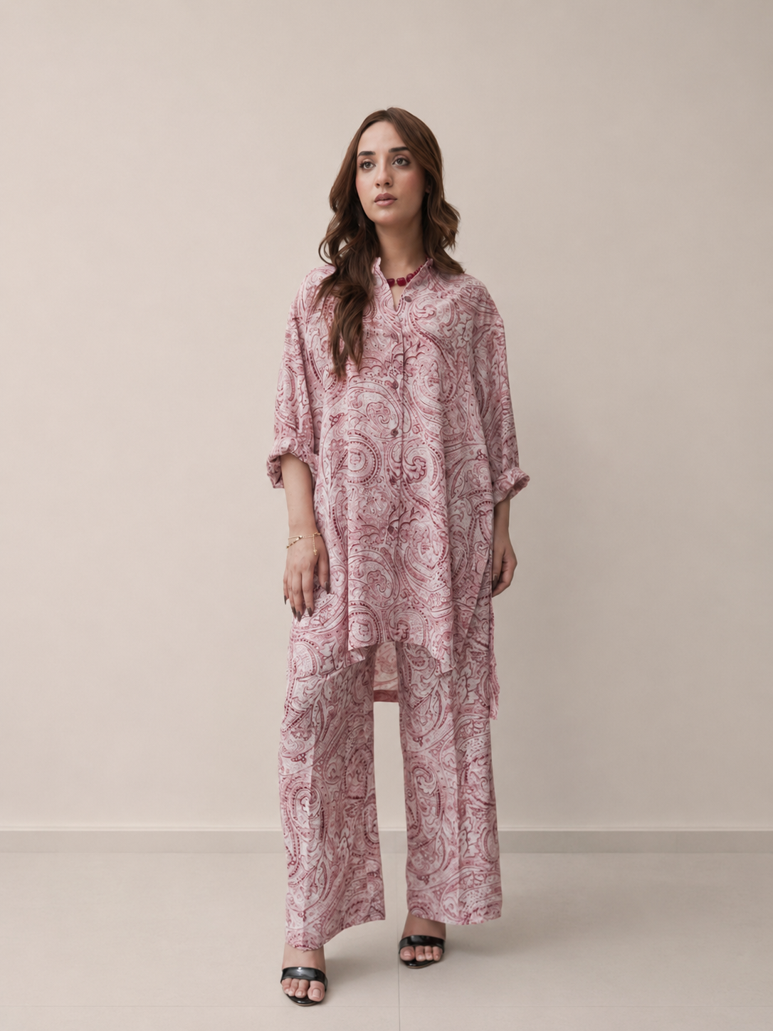 Blush Paisley Printed Georgette Co-Ord Set