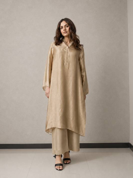 Champagne Sheesha Raw Silk Co-Ord Set