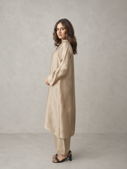 Champagne Sheesha Raw Silk Co-Ord Set