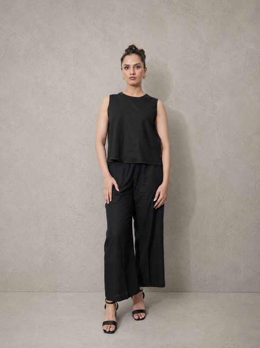 Black Irish Linen Co-Ord Set