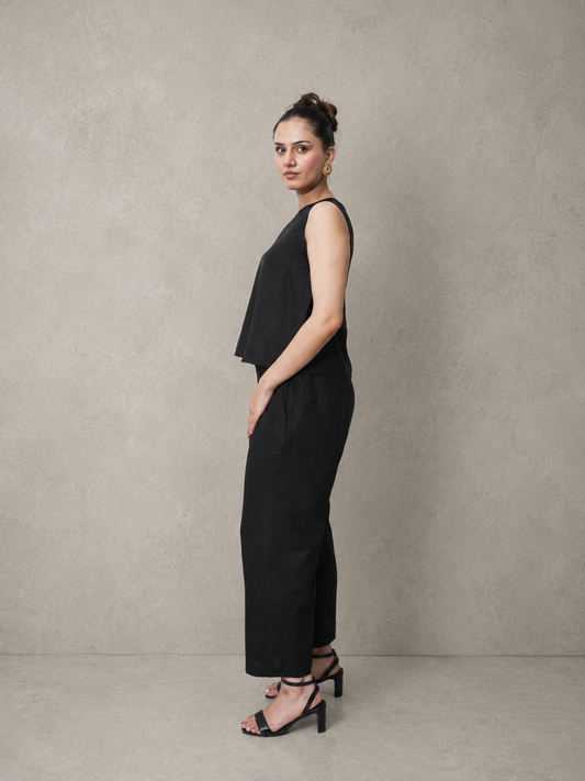 Black Irish Linen Co-Ord Set