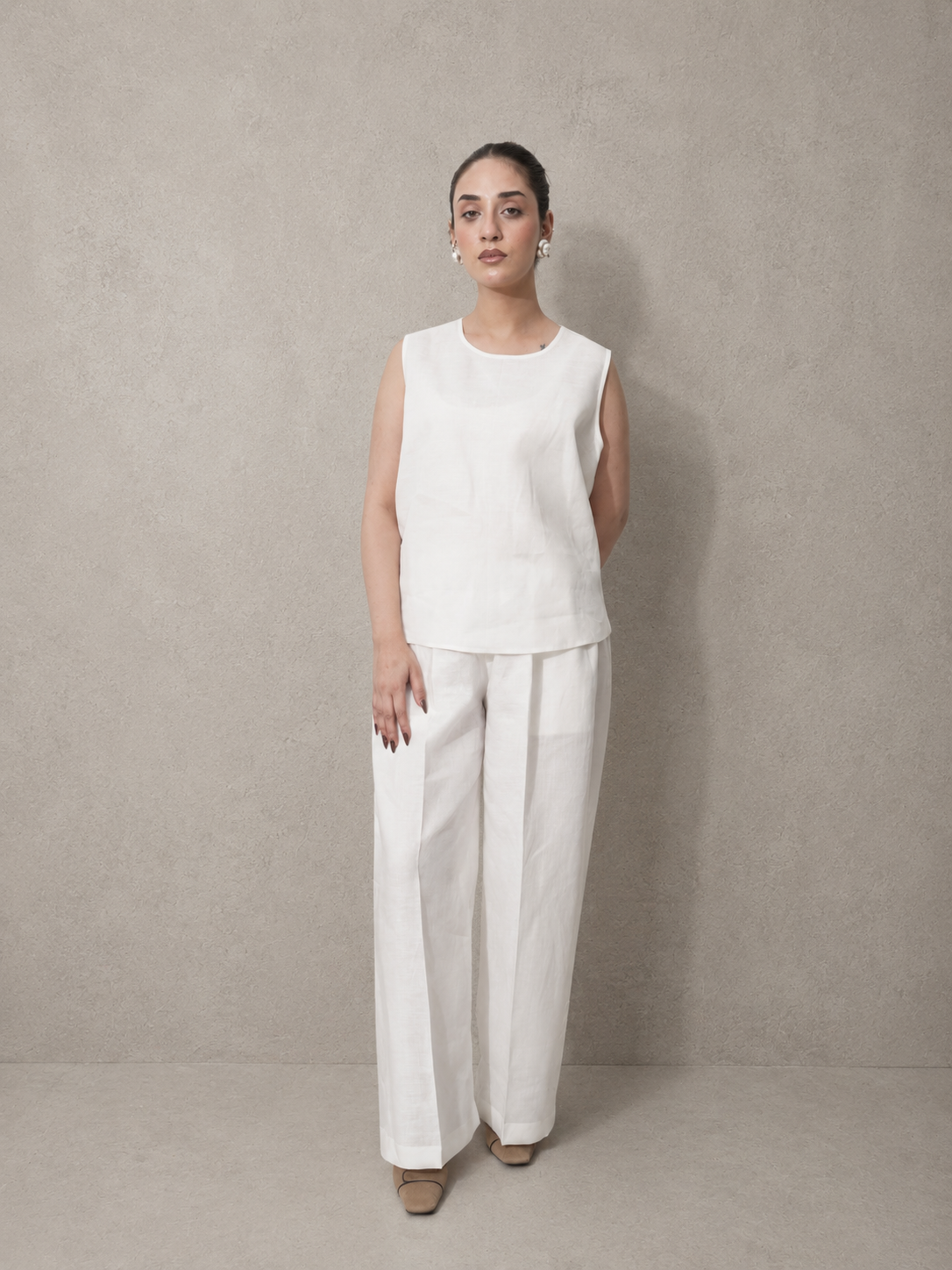 White Irish Linen Co-Ord Set