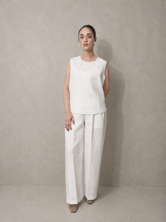 White Irish Linen Co-Ord Set