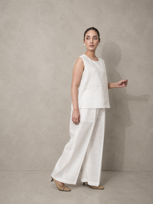 White Irish Linen Co-Ord Set