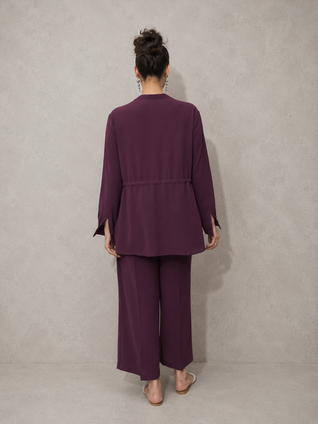 Plum Textured Georgette Co-Ord Set