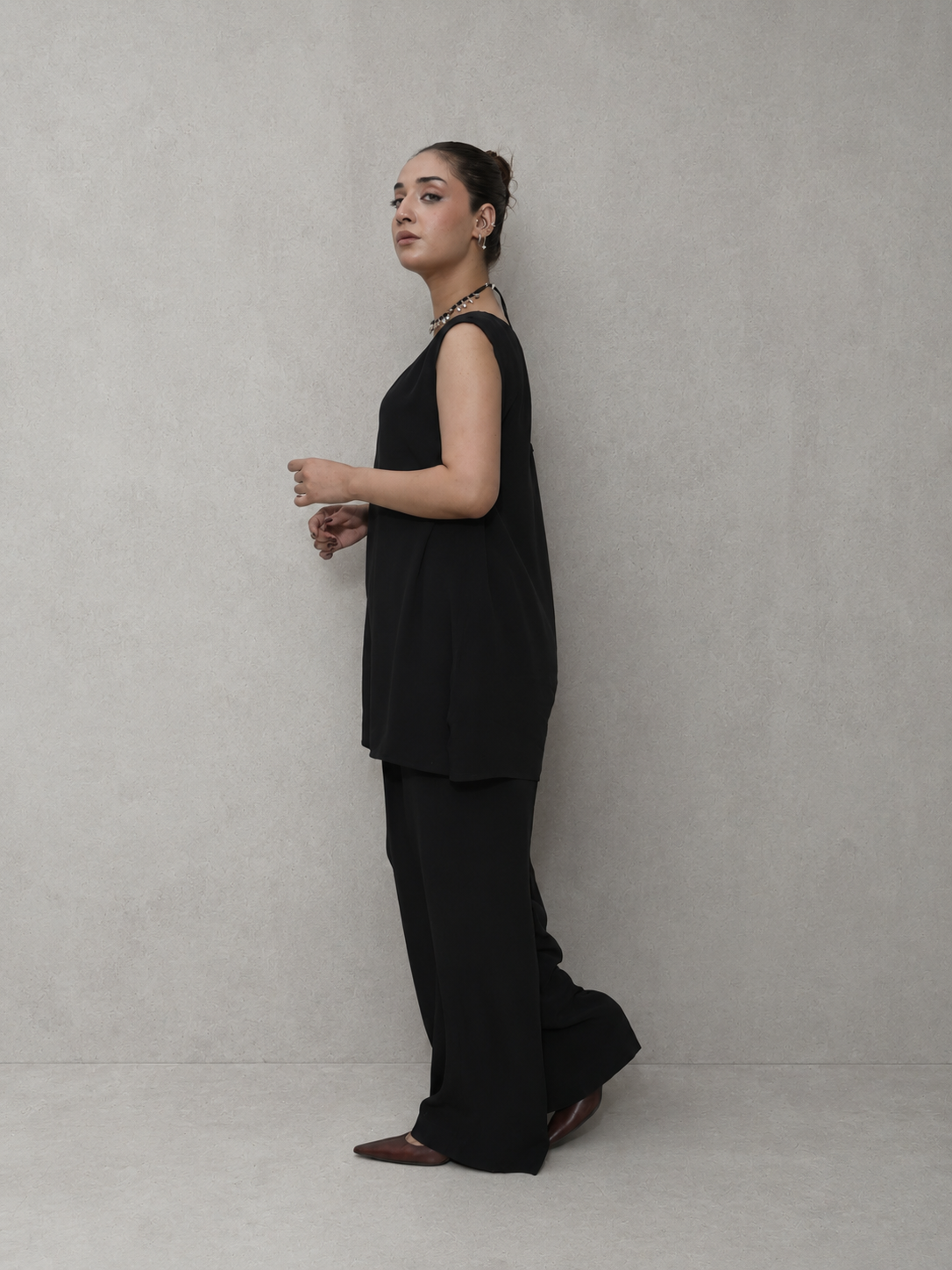 Black Georgette Co-Ord Set