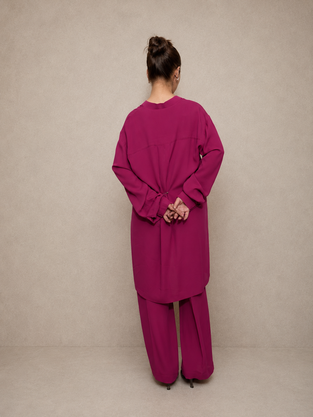 Fuchsia Plain Georgette Co-Ord Set