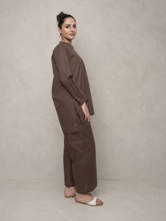 Classic chocolate Brown Irish Linen Co-Ord Set