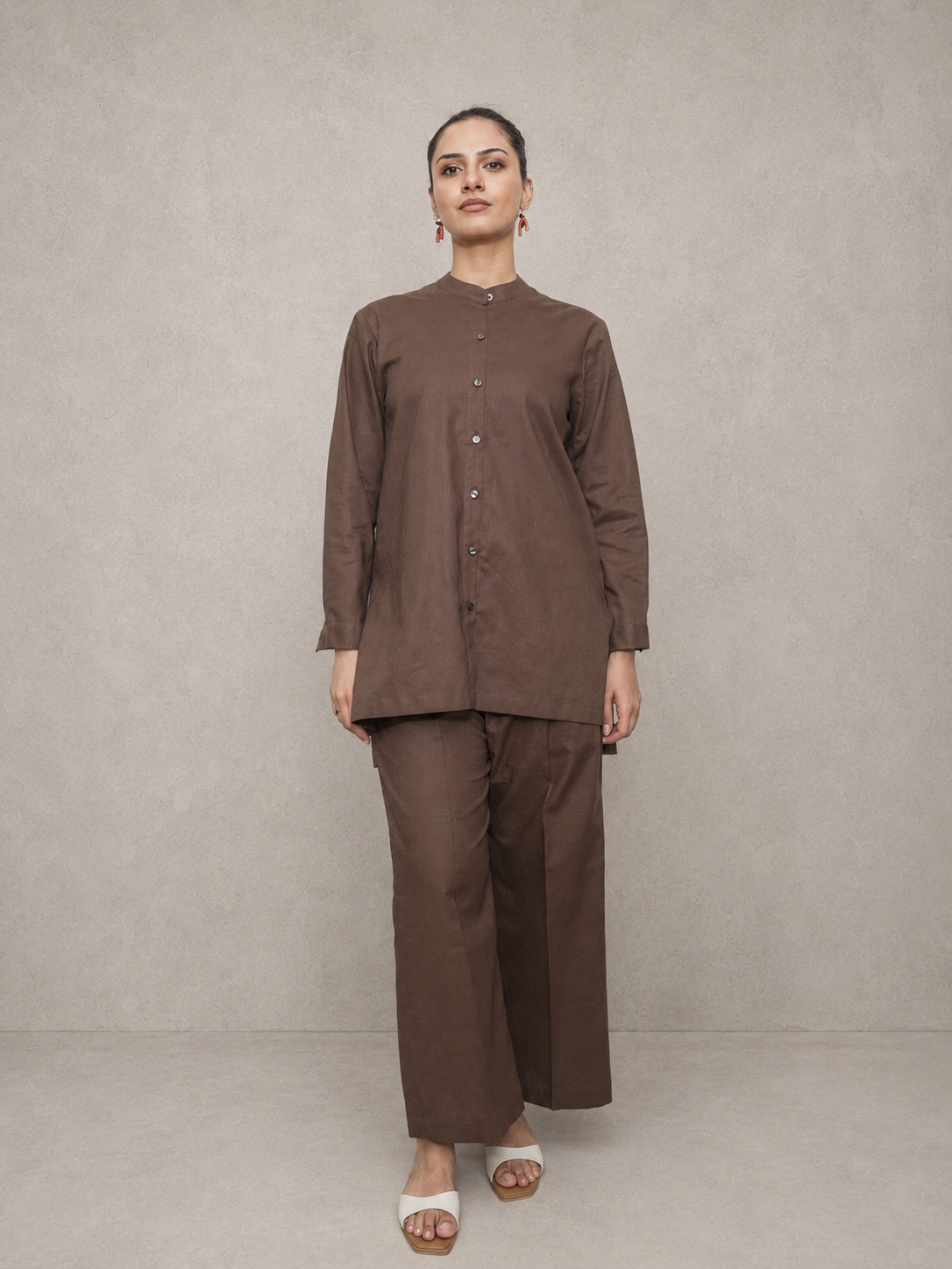 Classic chocolate Brown Irish Linen Co-Ord Set
