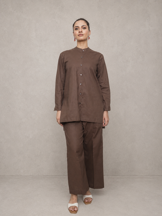 Classic chocolate Brown Irish Linen Co-Ord Set