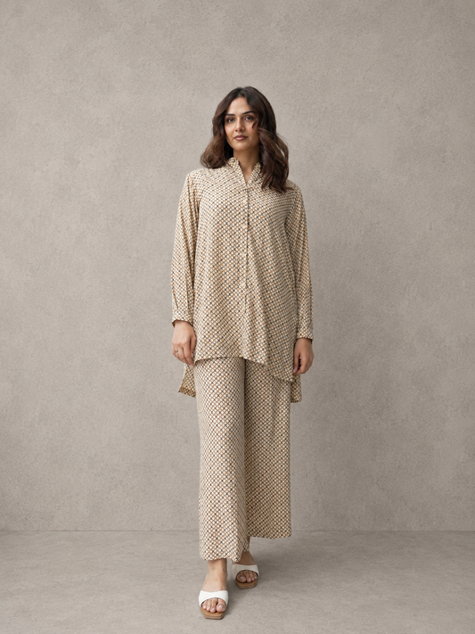 Classic Geometric Printed Georgette Co-Ord Set