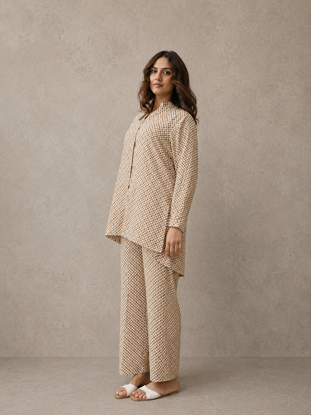 Classic Geometric Printed Georgette Co-Ord Set