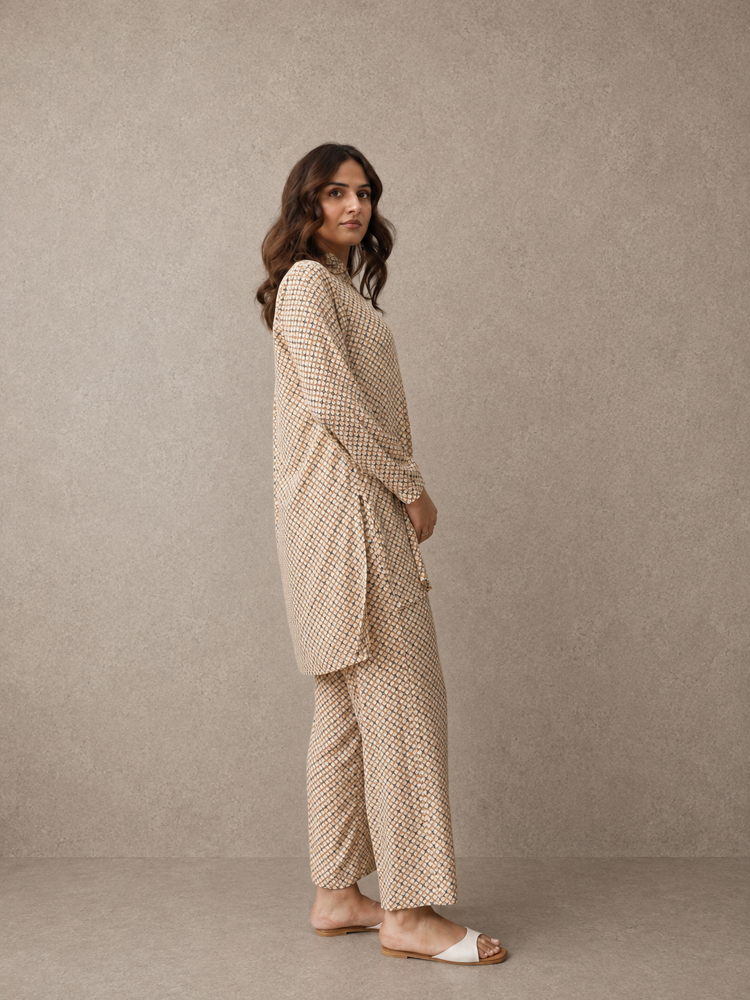 Classic Geometric Printed Georgette Co-Ord Set