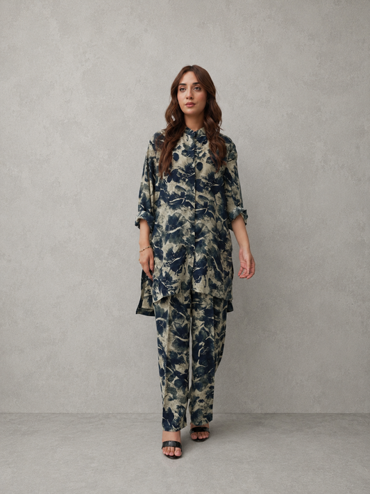 Abstract Printed Georgette Co-Ord Set