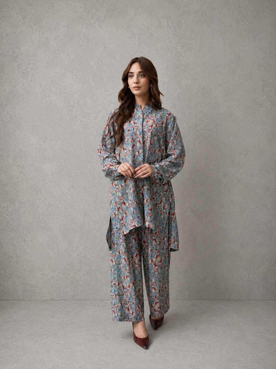 Printed Georgette Co-Ord Set – Vintage Mosaic