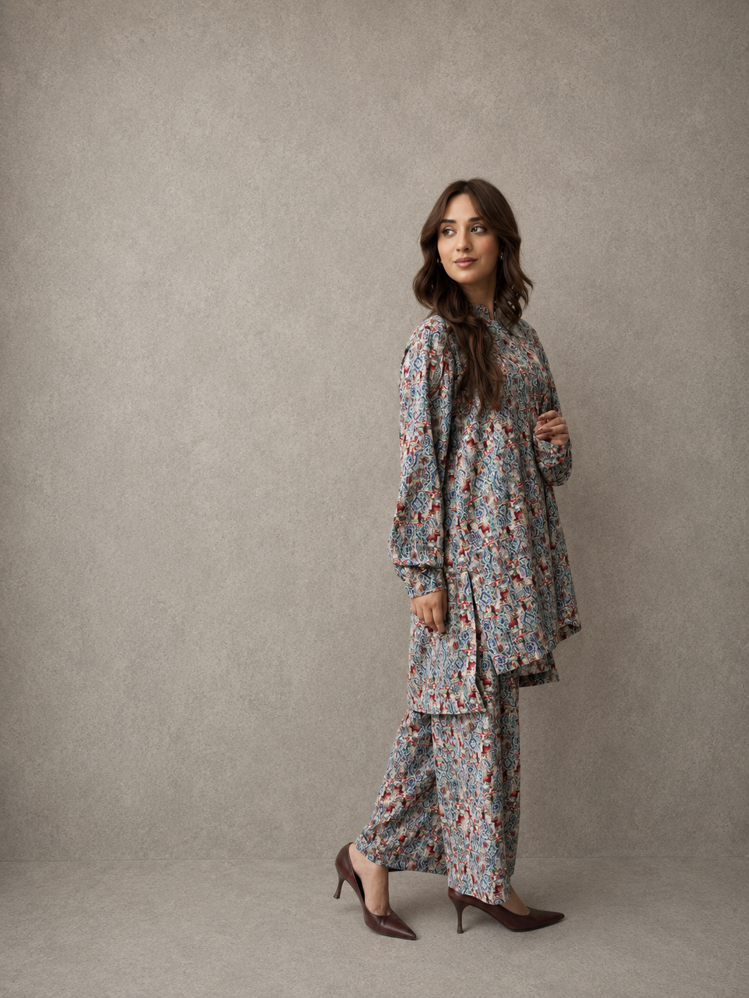 Printed Georgette Co-Ord Set – Vintage Mosaic