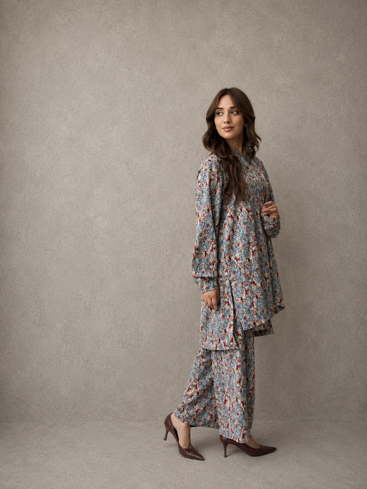 Printed Georgette Co-Ord Set – Vintage Mosaic