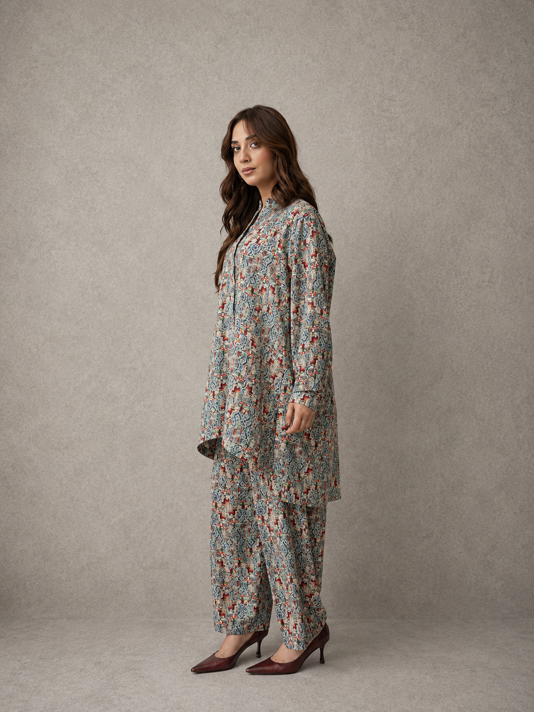 Printed Georgette Co-Ord Set – Vintage Mosaic