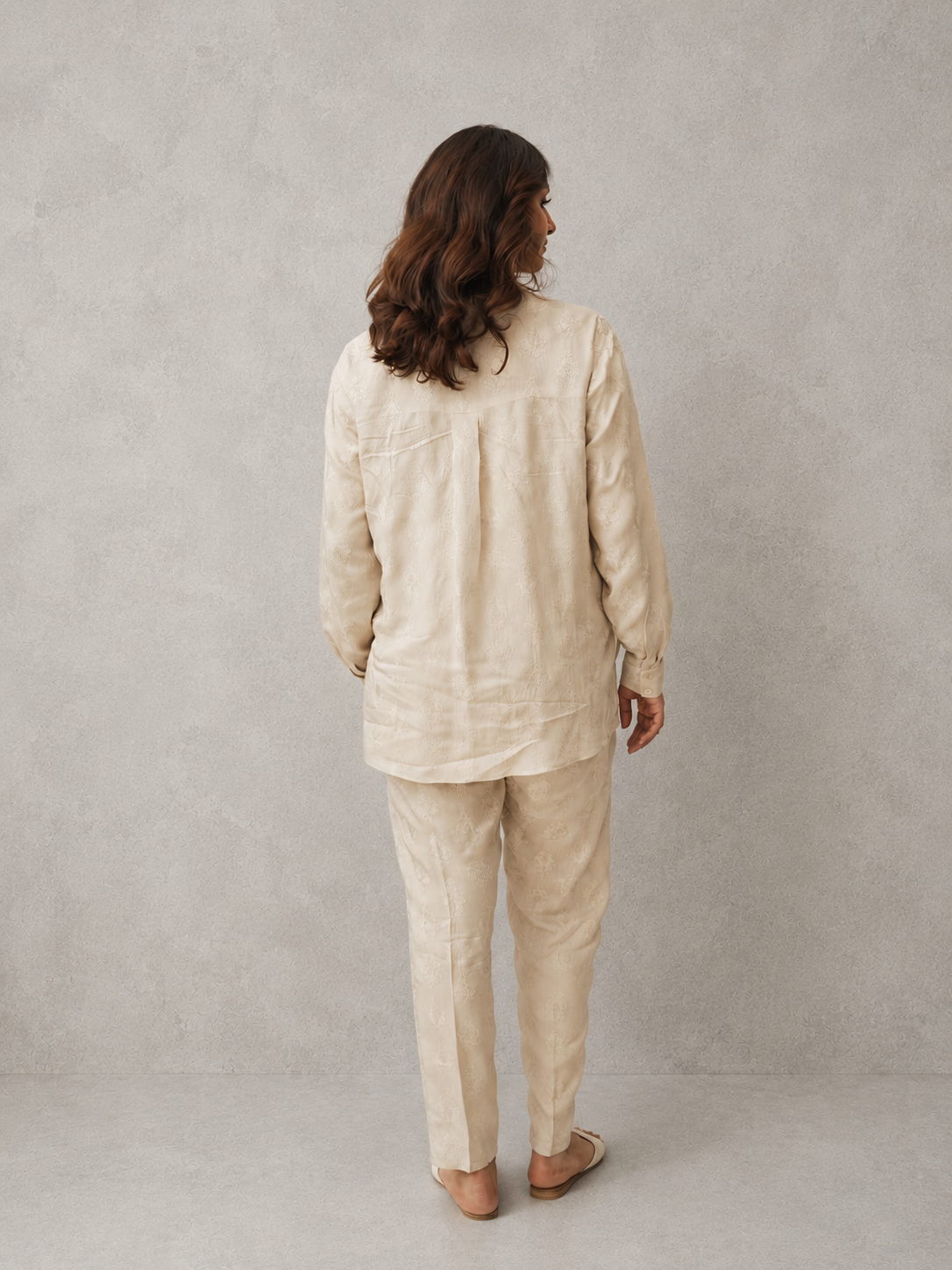 Ivory Embroidered Viscose Co-Ord Set